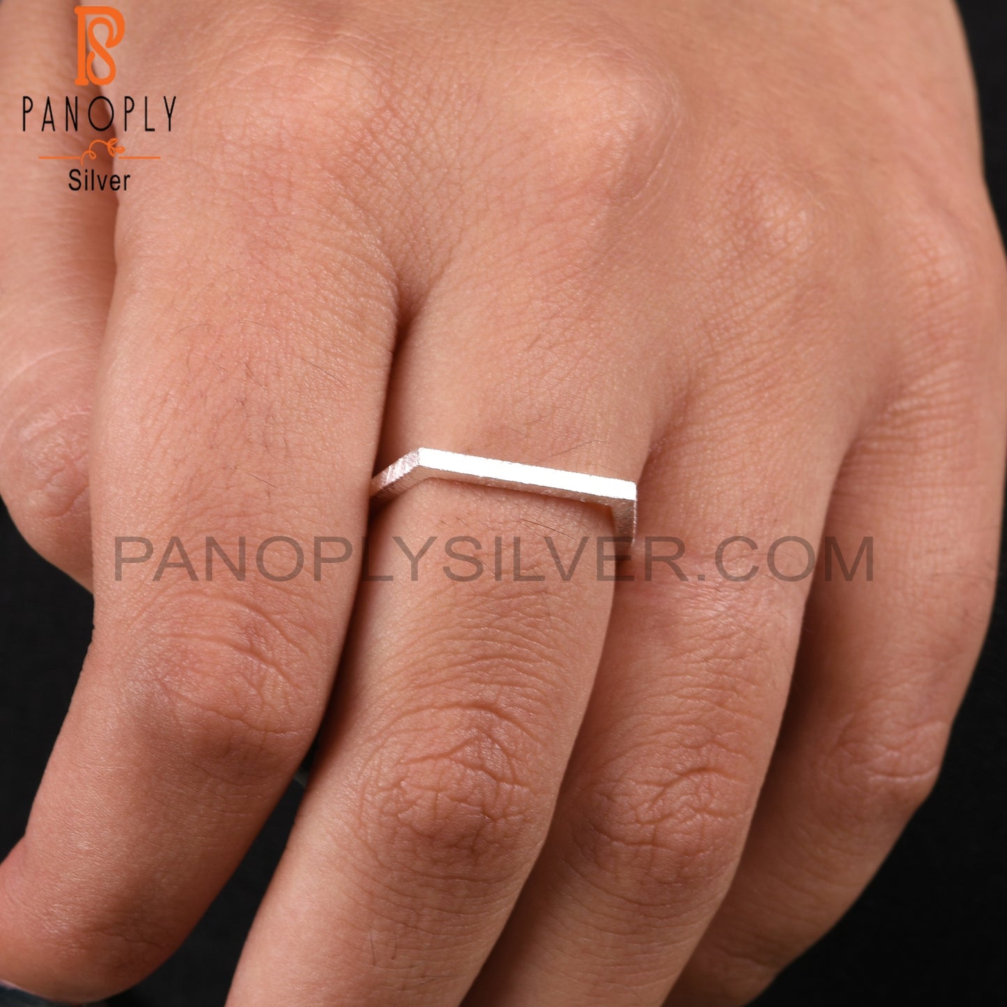 Plain Handmade D Shape 925 Sterling Silver Ring