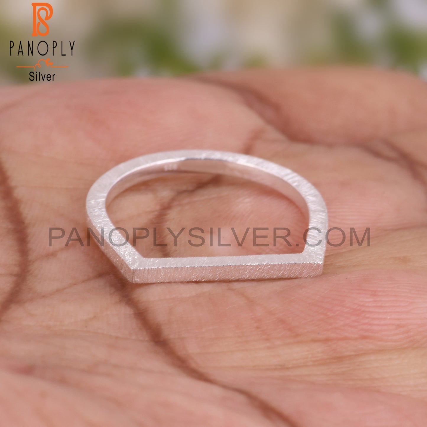 Plain Handmade D Shape 925 Sterling Silver Ring