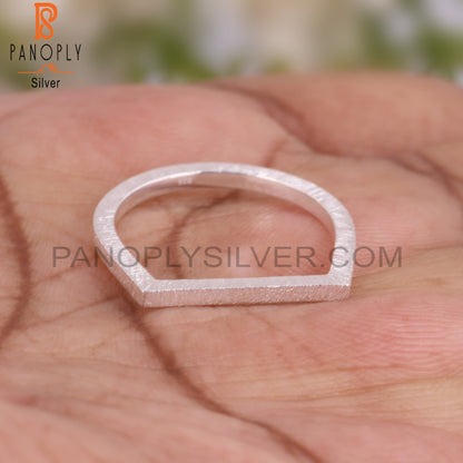 Plain Handmade D Shape 925 Sterling Silver Ring