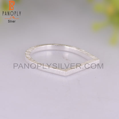 Plain Handmade D Shape 925 Sterling Silver Ring