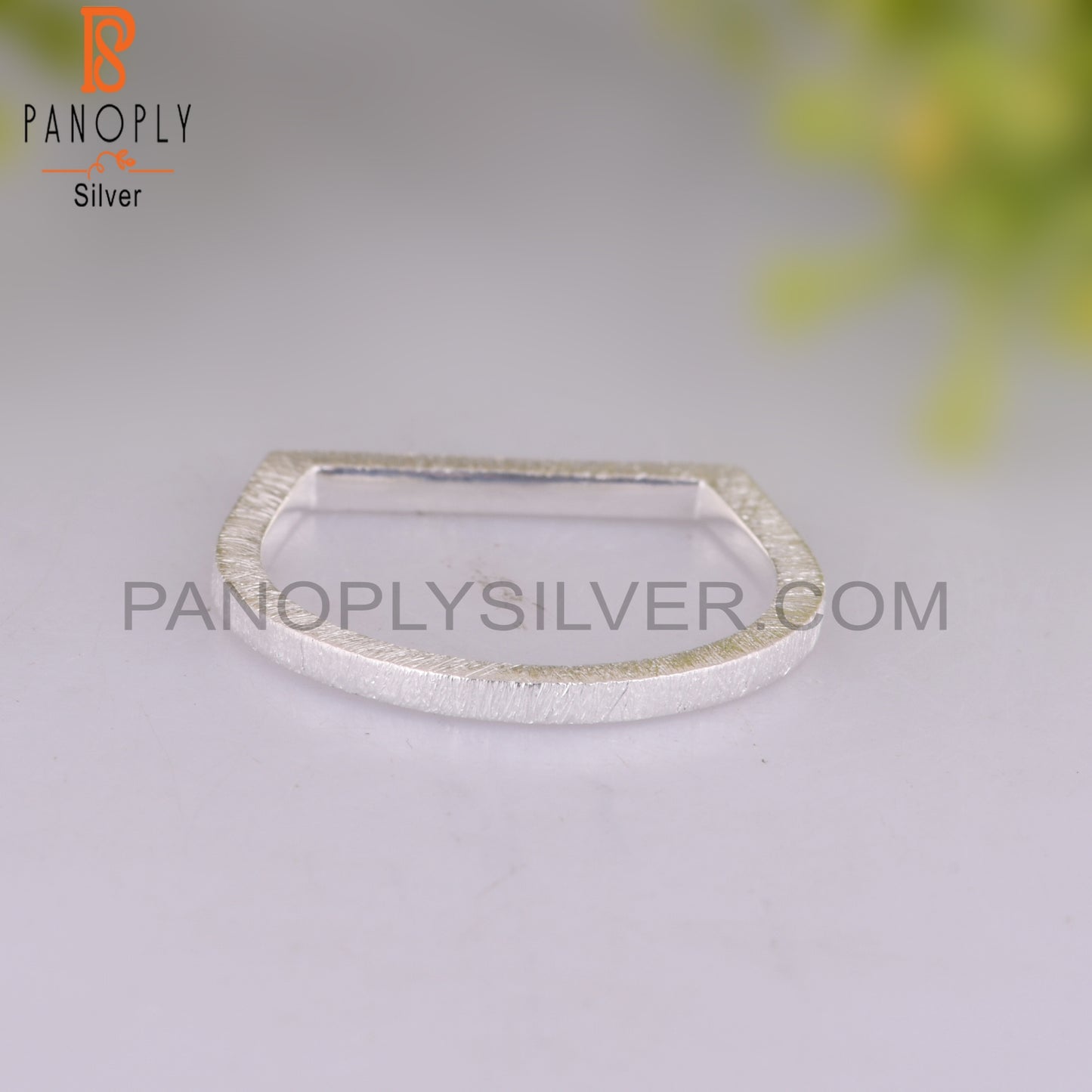 Plain Handmade D Shape 925 Sterling Silver Ring