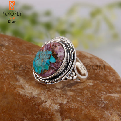 Mojave Copper Purple Oyster Turquoise Silver Aesthetic Ring