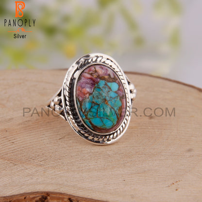 Mojave Copper Purple Oyster Turquoise Silver Aesthetic Ring