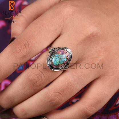 Mojave Copper Purple Oyster Turquoise Silver Aesthetic Ring