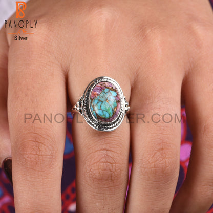 Mojave Copper Purple Oyster Turquoise Silver Aesthetic Ring