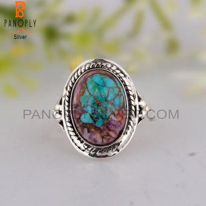 Mojave Copper Purple Oyster Turquoise Silver Aesthetic Ring