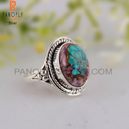Mojave Copper Purple Oyster Turquoise Silver Aesthetic Ring