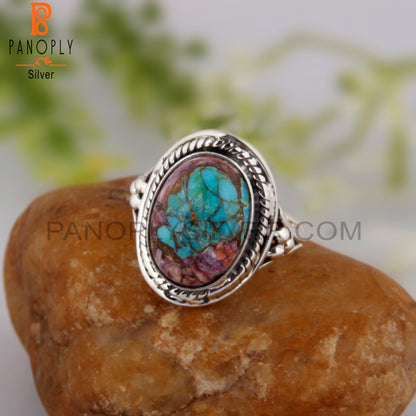 Mojave Copper Purple Oyster Turquoise Silver Aesthetic Ring