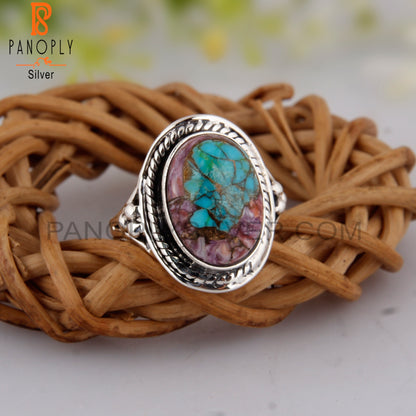 Mojave Copper Purple Oyster Turquoise Silver Aesthetic Ring