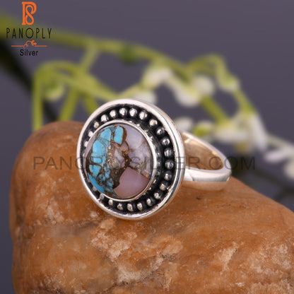 Mojave Copper Pink Opal Turquoise 925 Sterling Silver Ring