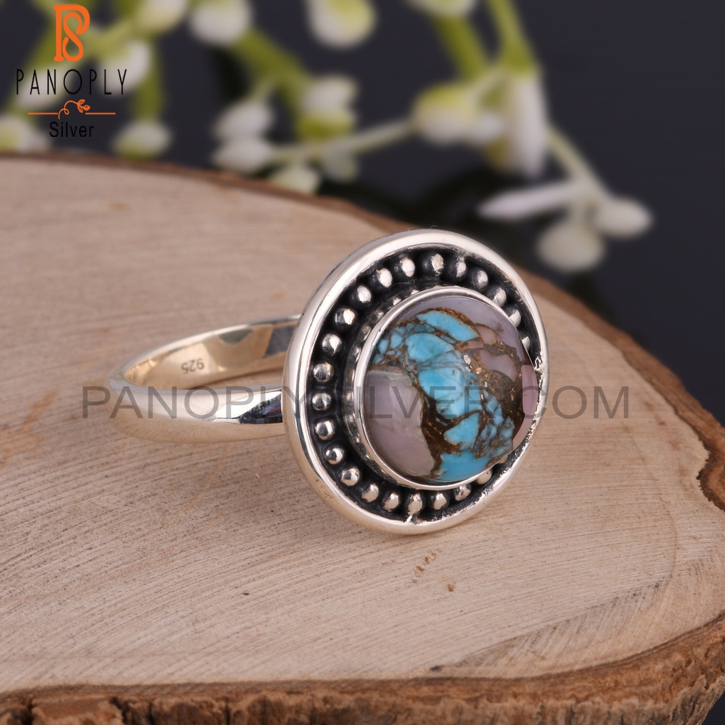 Mojave Copper Pink Opal Turquoise 925 Sterling Silver Ring