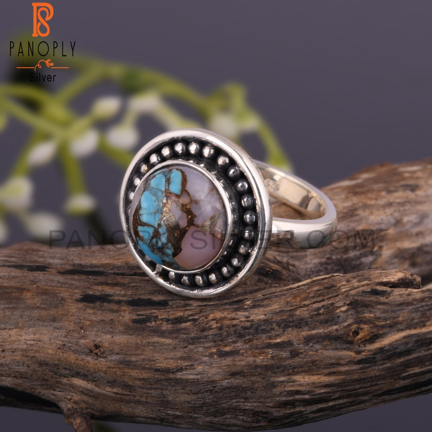 Mojave Copper Pink Opal Turquoise 925 Sterling Silver Ring