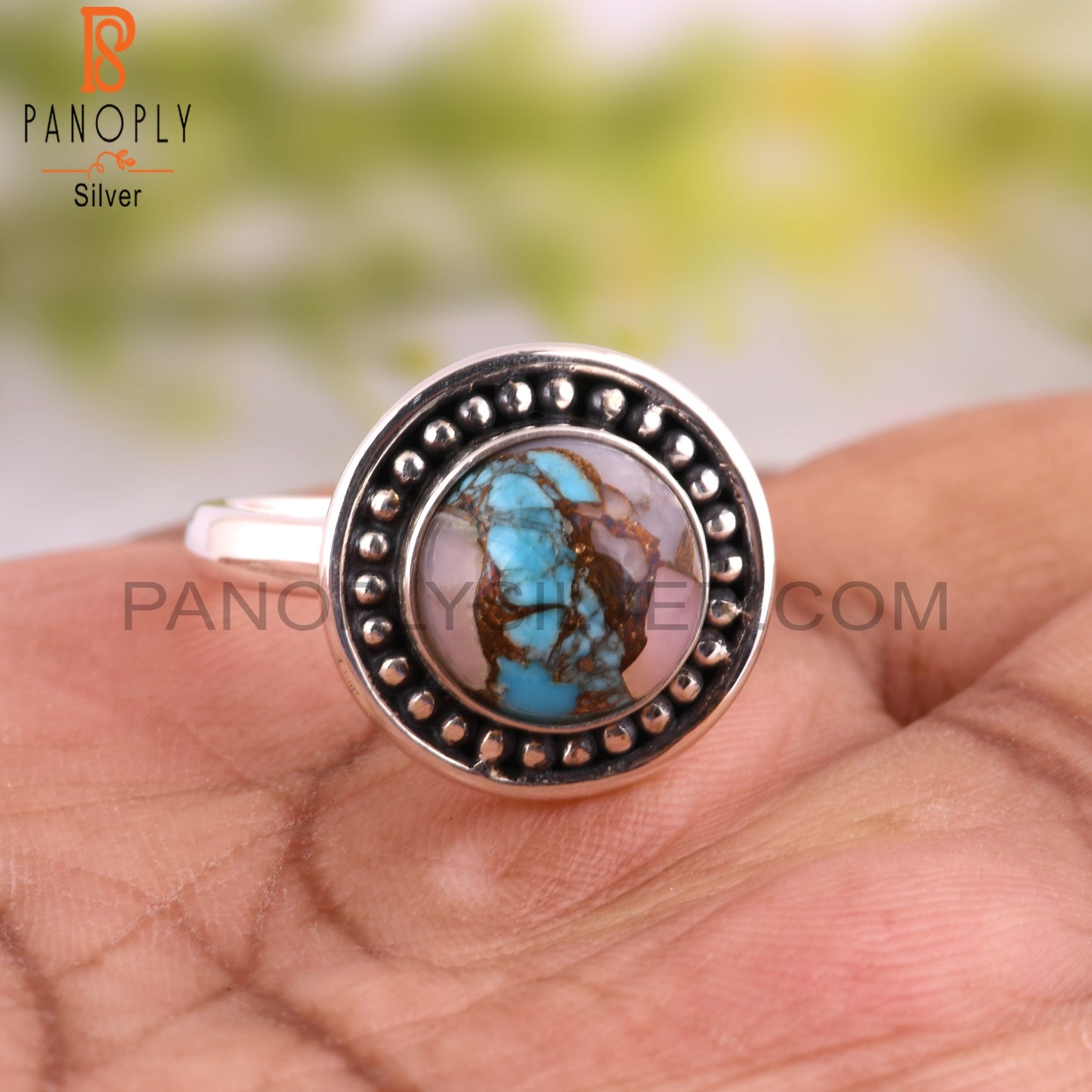 Mojave Copper Pink Opal Turquoise 925 Sterling Silver Ring