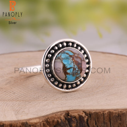 Mojave Copper Pink Opal Turquoise 925 Sterling Silver Ring