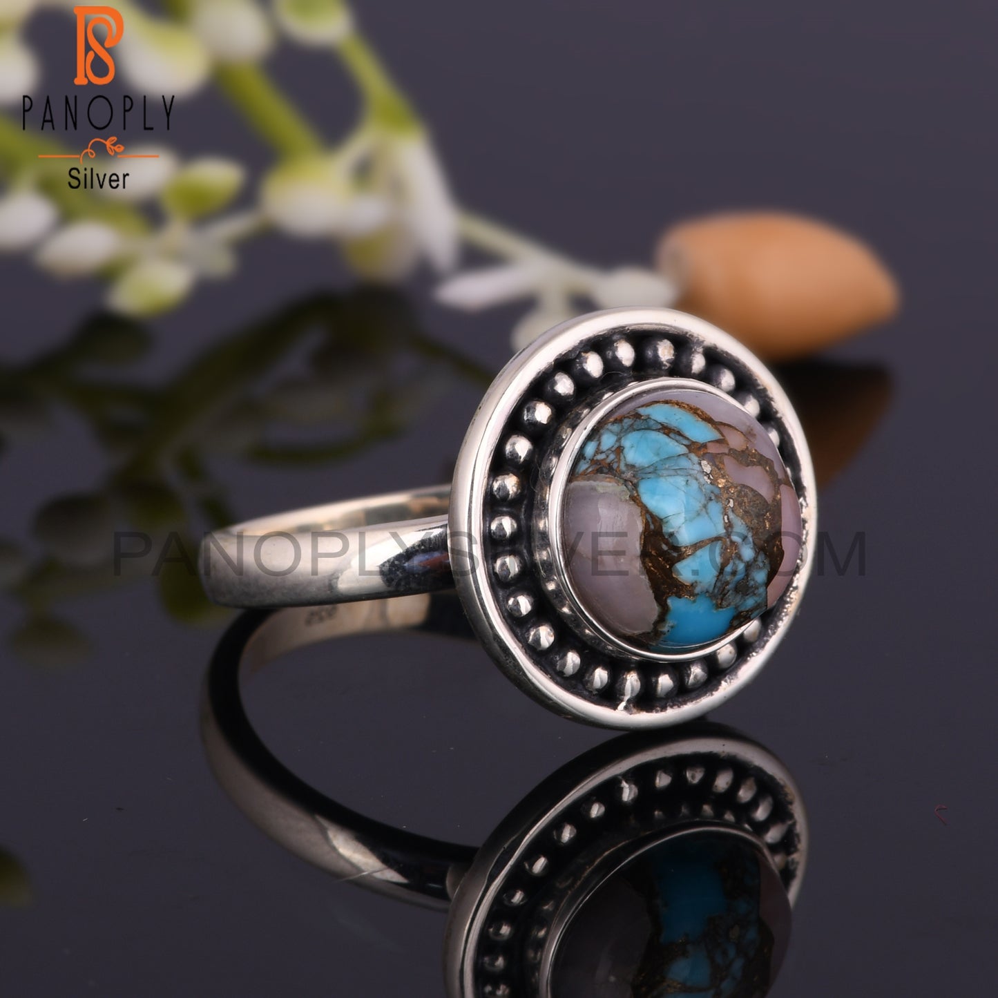 Mojave Copper Pink Opal Turquoise 925 Sterling Silver Ring