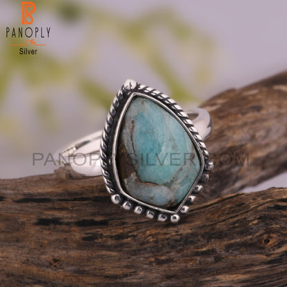 Mojave Copper Amazonite Kite 925 Minimalist Silver Ring