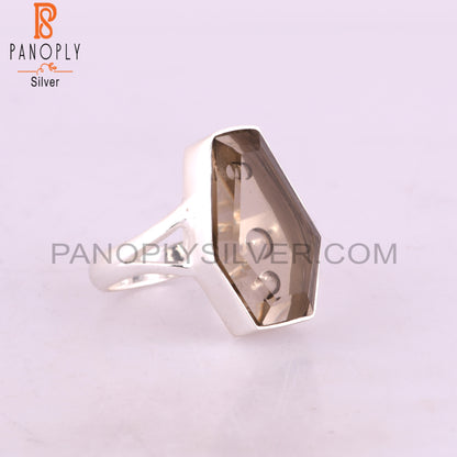 Smoky Coffin Shape 925 Sterling Silver Ring