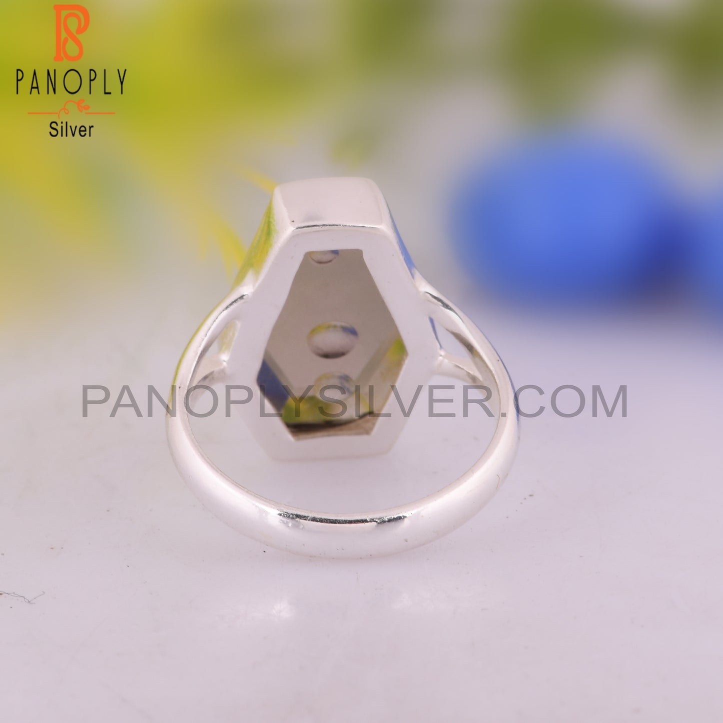 Smoky Coffin Shape 925 Sterling Silver Ring