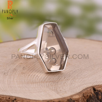 Smoky Coffin Shape 925 Sterling Silver Ring
