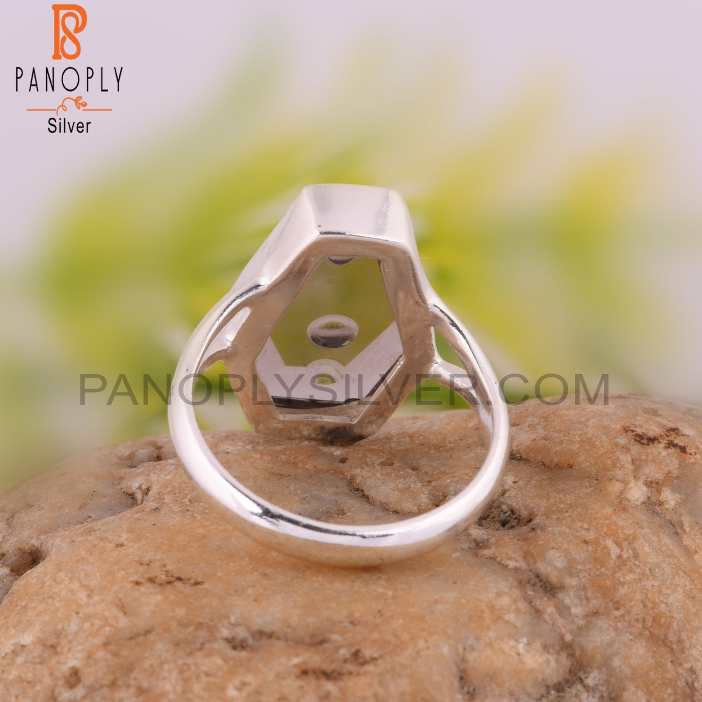 Smoky Coffin Shape 925 Sterling Silver Ring
