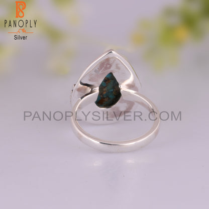 Boulder Turquoise Pear Statement 925 Sterling Silver Ring