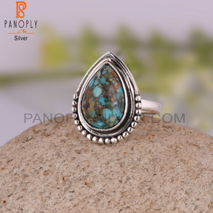 Boulder Turquoise Pear Statement 925 Sterling Silver Ring
