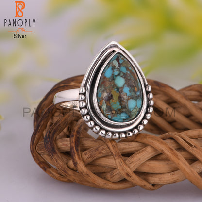 Boulder Turquoise Pear Statement 925 Sterling Silver Ring