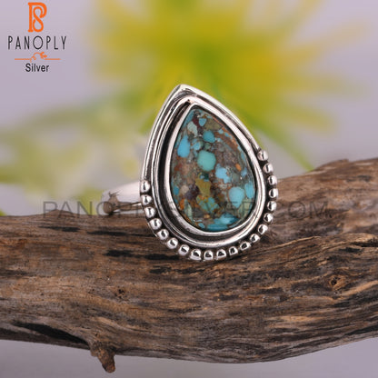 Boulder Turquoise Pear Statement 925 Sterling Silver Ring