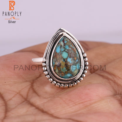 Boulder Turquoise Pear Statement 925 Sterling Silver Ring