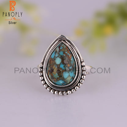 Boulder Turquoise Pear Statement 925 Sterling Silver Ring