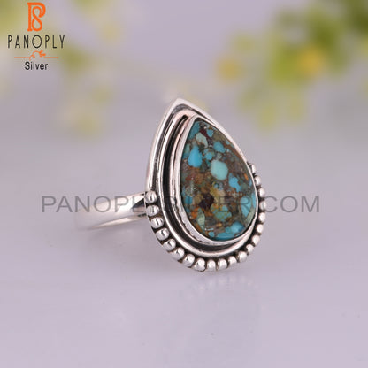 Boulder Turquoise Pear Statement 925 Sterling Silver Ring