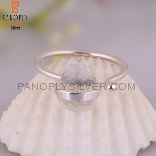 Crystal Quartz Drop 925 Sterling Silver Ring