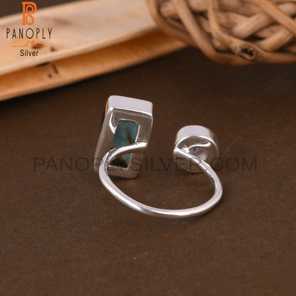 Mojave Copper Amazonite & Rainbow Moonstone 925 Ring
