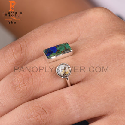 Mojave Copper Azurite Malachite & Ethiopian Opal Silver Ring
