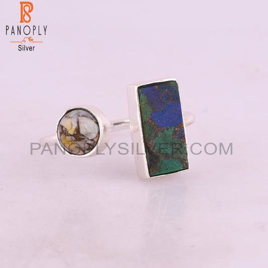 Mojave Copper Azurite Malachite & Ethiopian Opal Silver Ring