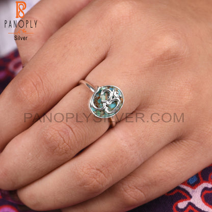 Boulder Turquoise Hindu God Om Symbol 925 Sterling Silver Ring