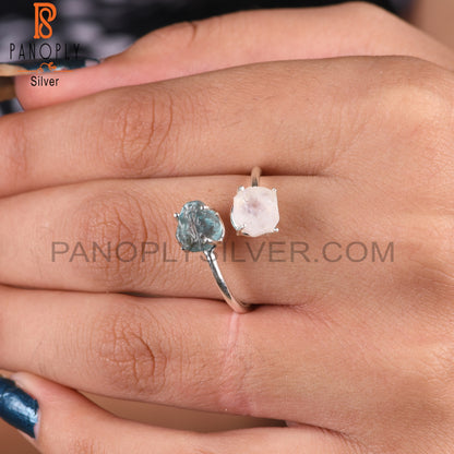 Apatite & Rainbow Moon Stone 925 Sterling Silver Ring