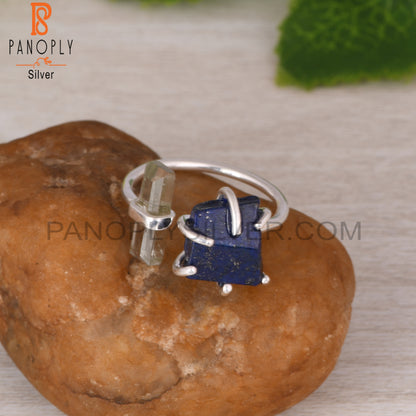 Green Amethyst & Lapis 925 Sterling Silver Ring