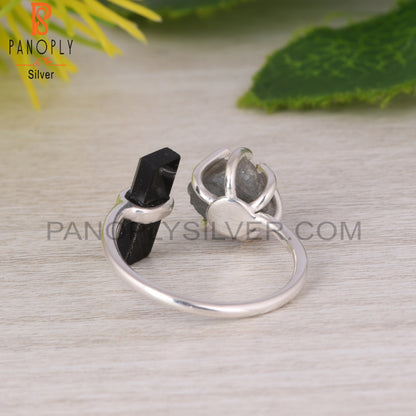 Black Onyx & Labradorite 925 Sterling Silver Ring