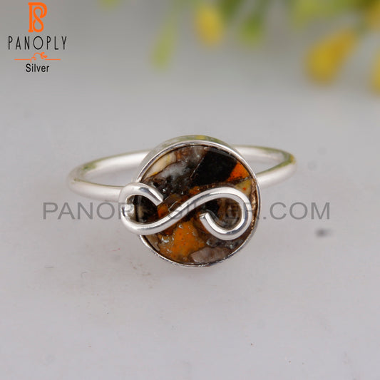 Mojave Copper Oyster Turquoise 925 Silver Engagement Ring