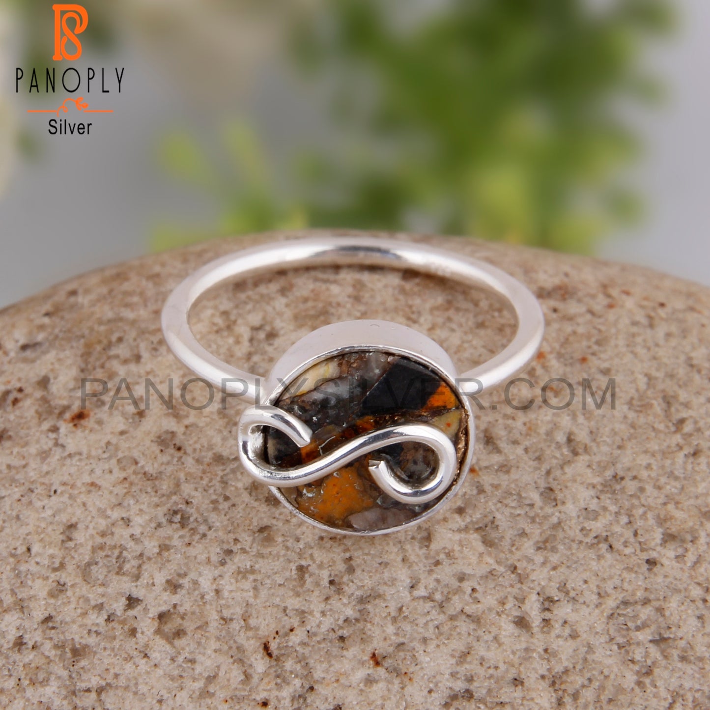 Mojave Copper Oyster Turquoise 925 Silver Engagement Ring