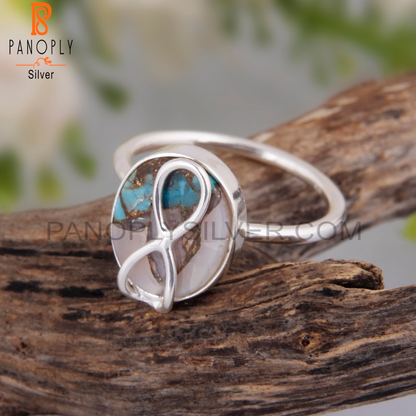 Mojave Copper Pink Opal Turquoise 925 Silver Party Wear Ring