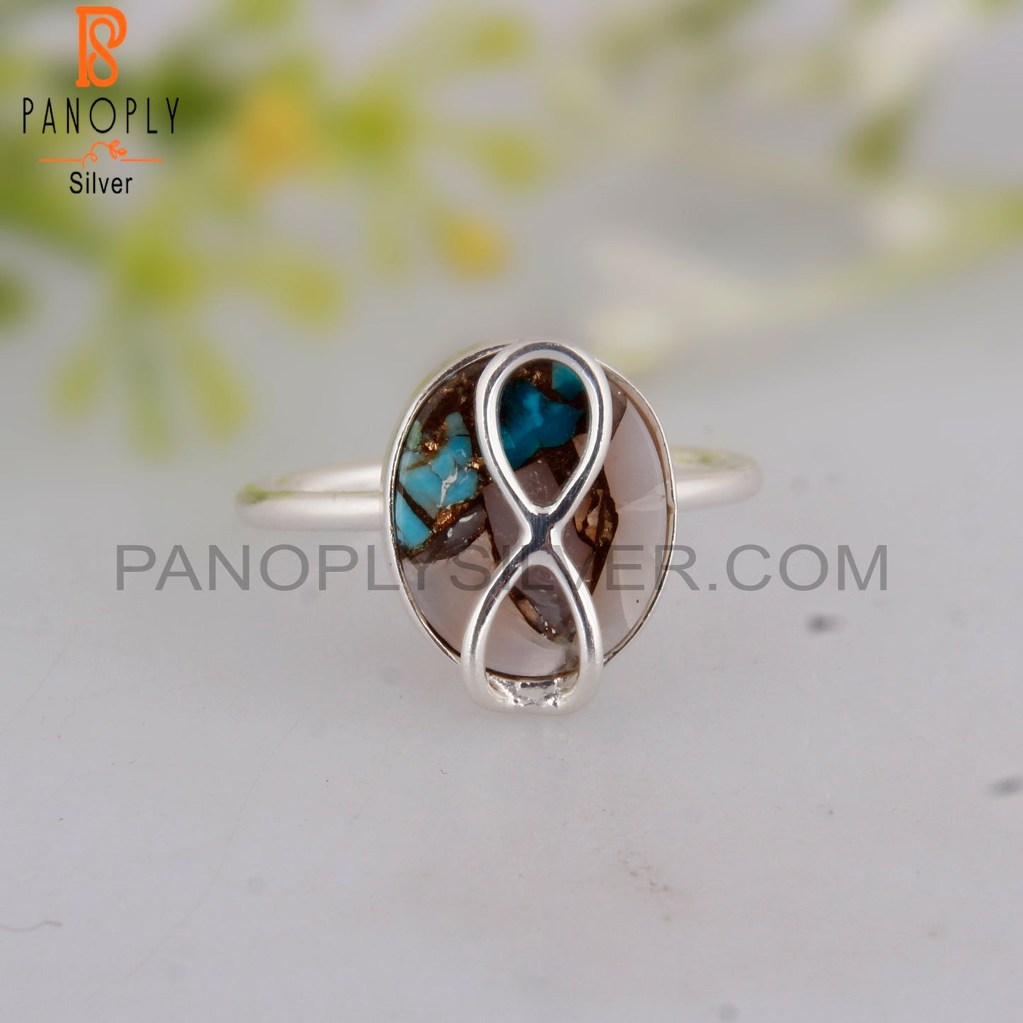 Mojave Copper Pink Opal Turquoise 925 Silver Party Wear Ring