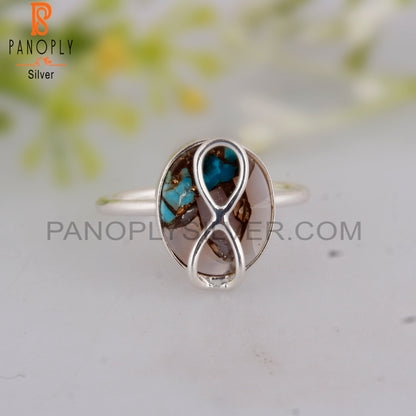 Mojave Copper Pink Opal Turquoise 925 Silver Party Wear Ring
