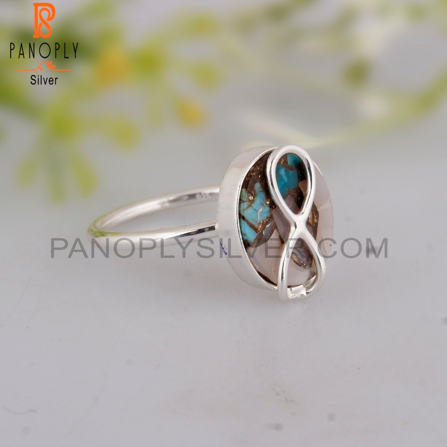 Mojave Copper Pink Opal Turquoise 925 Silver Party Wear Ring
