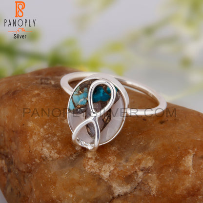 Mojave Copper Pink Opal Turquoise 925 Silver Party Wear Ring
