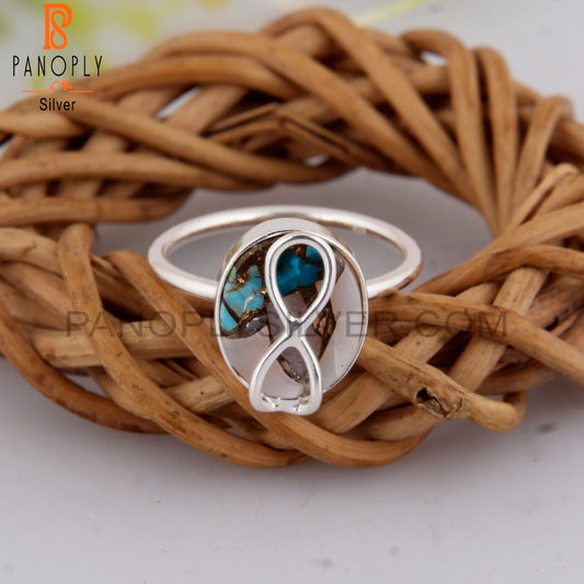 Mojave Copper Pink Opal Turquoise 925 Silver Party Wear Ring