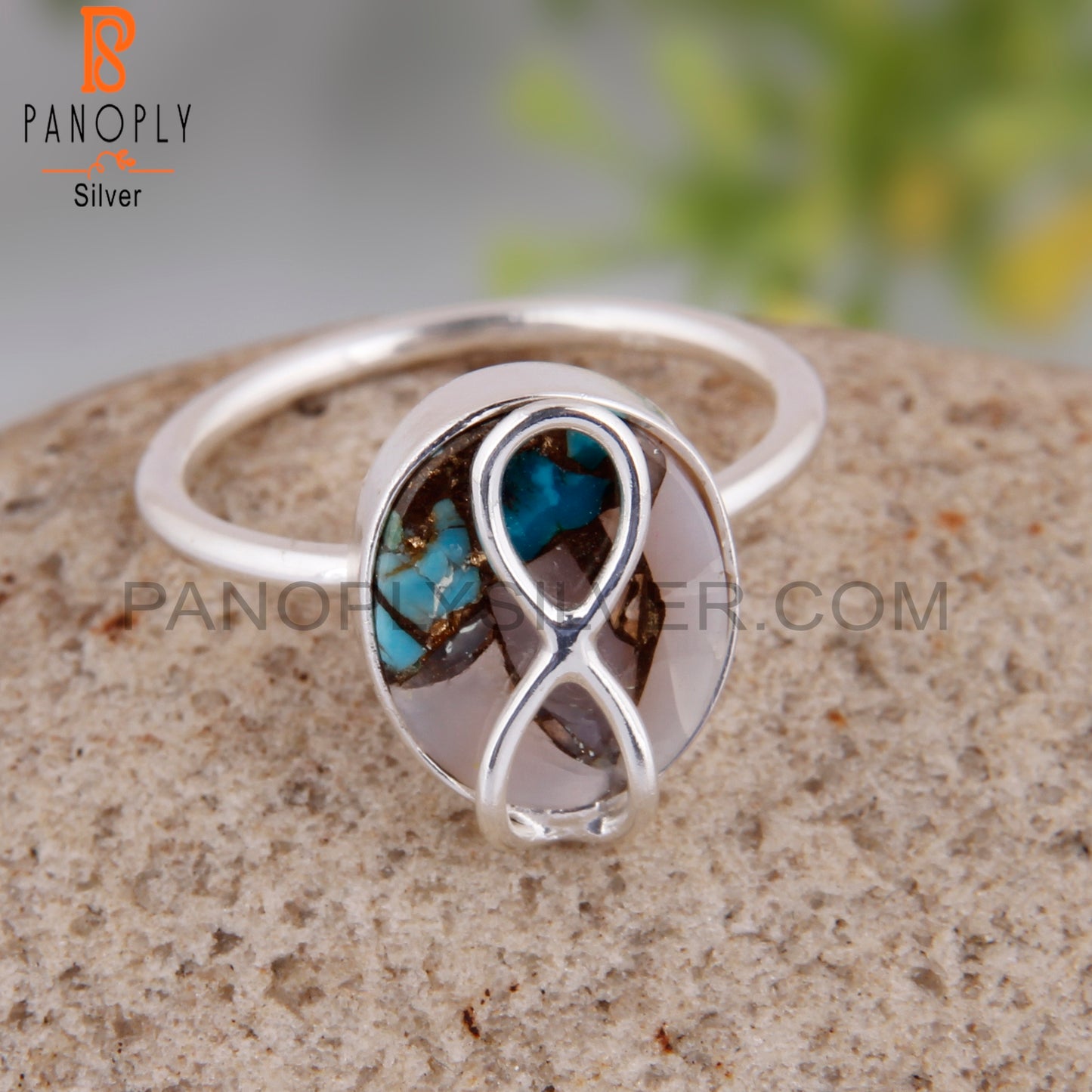 Mojave Copper Pink Opal Turquoise 925 Silver Party Wear Ring