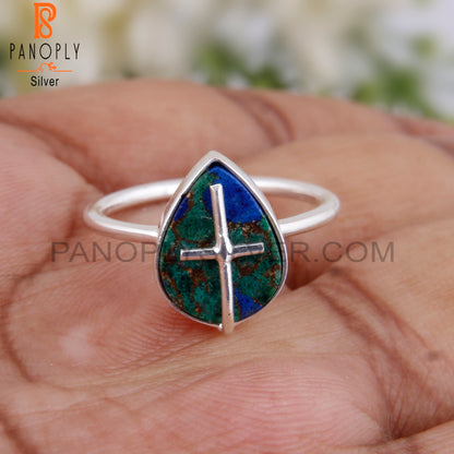 Mojave Copper Azurite Malachite Handmade 925 Silver Ring