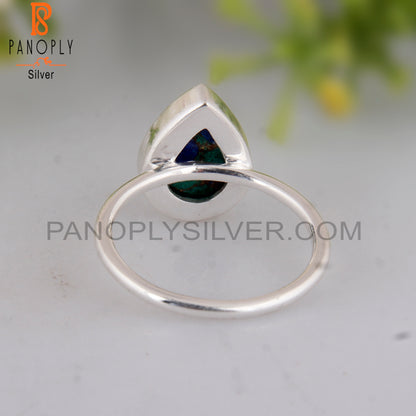 Mojave Copper Azurite Malachite Handmade 925 Silver Ring